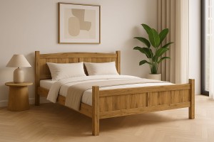 Łóżko dębowe 140x200 Lite Stelaż Lakier Olej Wosk 