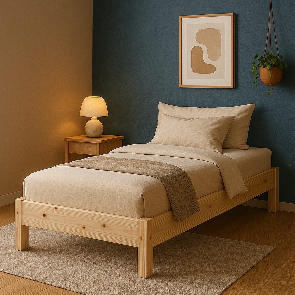 Łóżko Skandynawskie z Litego Drewna – Naturalne Piękno Bez Lakieru i Oleju